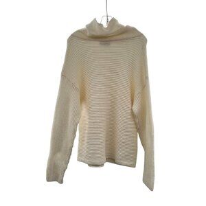 CHICME Women's Cowl Neck Sweater Ribbed Knit Long Sleeve Size XL Ivory